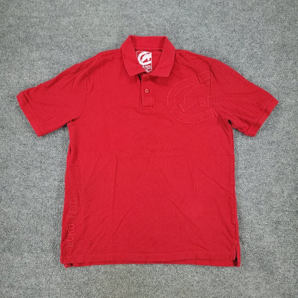 Ecko Unlimited Polo Shirt Men Large Red Short Sleeve Embroidered Logo Spell Out